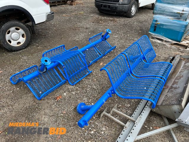 Lot 30-2560 - Landscape Forms Heavy duty metal park benches (2) Blue