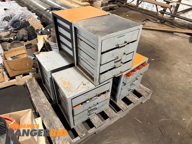 Lot 30-3859 - Pallet of (6) Metal Organizers Comes WITH contents Metal
