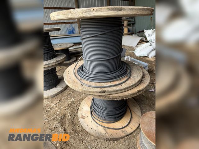 Lot 30-5760 - (2) partial spools of 2 gauge, 7 strand copper wire with black coating.
