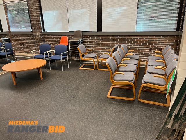 Lot 30-3399 - Lot includes (23) chairs and (1) Table Buyer is responsible for removal. Table is 48" dia.