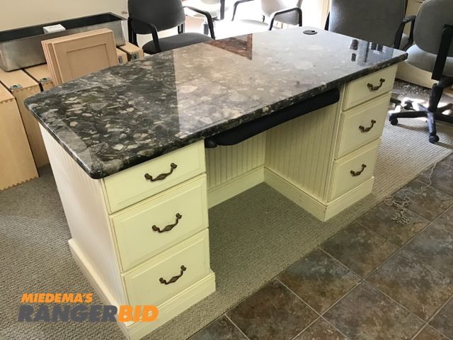 Lot 30-10591 - Hand Made Desk 1 1/4" Granite Top and Keyboard Slide