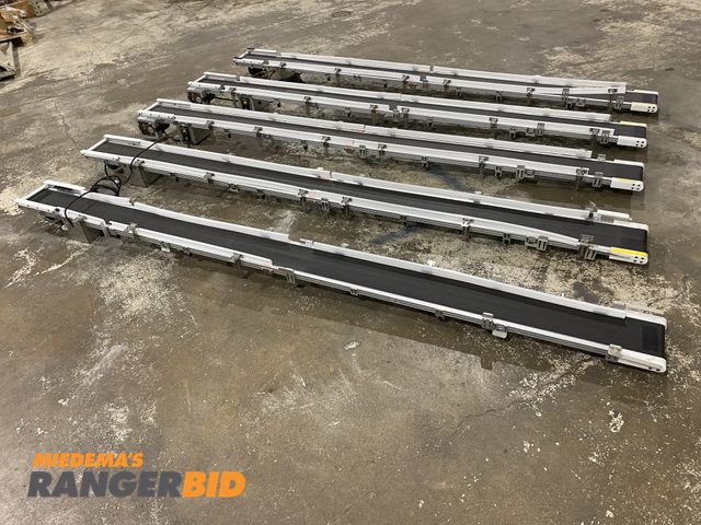 Lot 30-34 - 5 Misumi SVKB-150-3000-25-TA115-SCM-12.5-D-B-SCB-CW Belt Conveyor Light Duty Conveyor Adjustable Spe...
