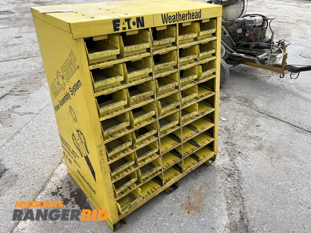 Lot 30-1584 - Metal bolt bin with plastic drawers