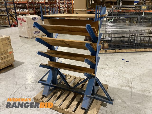 Lot 30-13 - Custom Metal Shelf, Multi-Rung Hanging Rack, w/ Wooden Shelves 70" H x 45" W x 36" D

Seller will as...