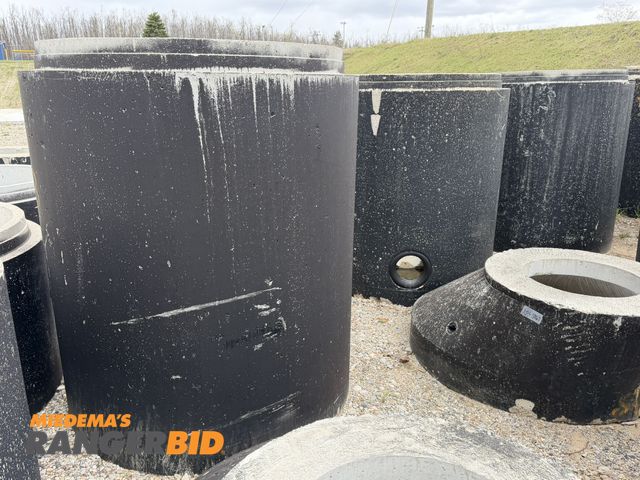 Lot 30-5870 - Lot of (3) 63.5" tall concrete manhole tubes with 4' entry and steps.