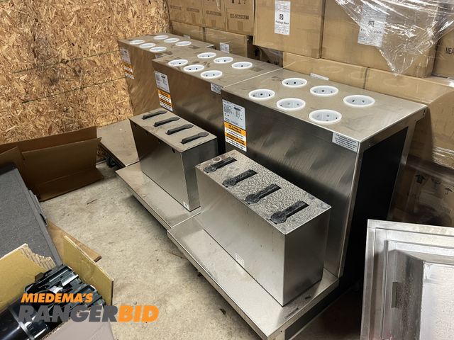Lot 30-4710 - (3) Delfield SCTS-28 Flatware &amp; Tray Cart and (2) Condiment Dispensers Stainless Steel