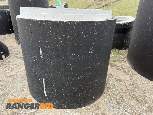 Lot 30-5850 - (2) approx. 47" tall concrete manhole tubes with 4' diameter entry and steps.