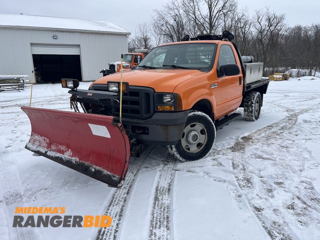 Lot 30-4938 - 2005 Ford F-350 Flatbed with 69,044 Miles Regular Cab Plow Truck 4x4