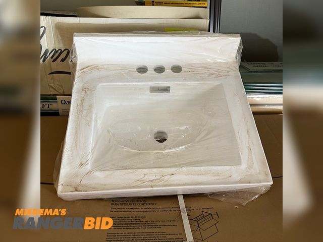 Lot 30-01 - 1 Wall mount cultured marble bath sink Pure white cultured marble wall mount bath sink, 19 inches wide by 17 inches deep, new never installed.