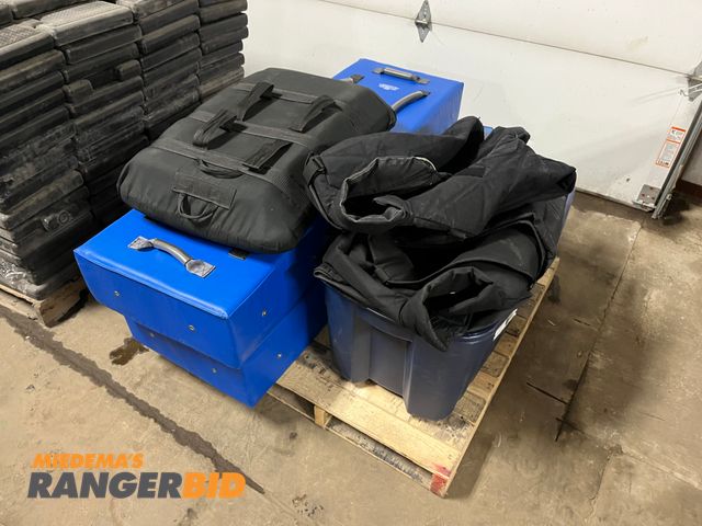 Lot 30-537 - Lot includes Taser Jacket, Crown Gym Mats, Fist pad