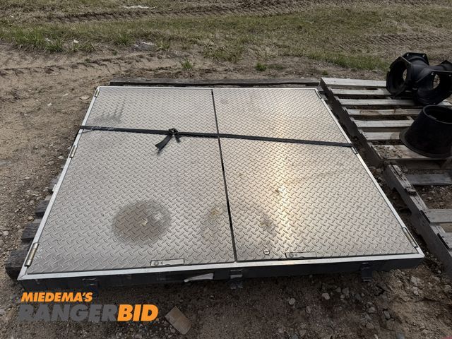 Lot 30-5783 - (1) 65" width x 60" depth aluminum Diamond Plate sidewalk hatch with a 62.5" width x 58" depth openi...