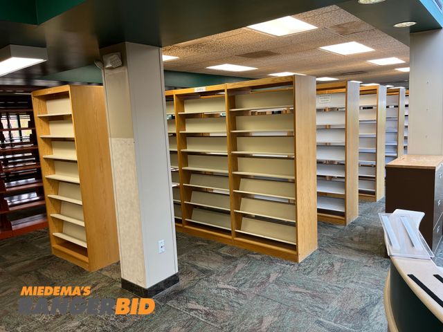 Lot 30-4092 - Lot of (7) Wood Bookshelves. Buyer is responsible for removal.