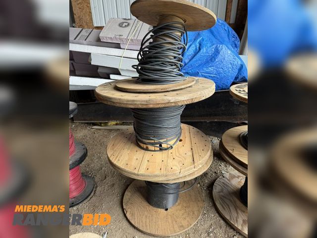 Lot 30-5757 - (3) partial spools of 3 gauge, 7 strand copper wire with black coating.