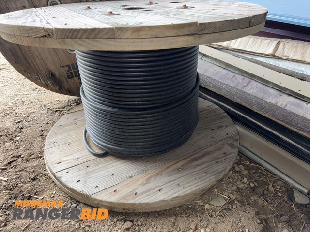 Lot 30-5763 - (1) partial spool of 1 gauge RHW-2/USE-2600V ROHS, 18 strand black coated copper cable.