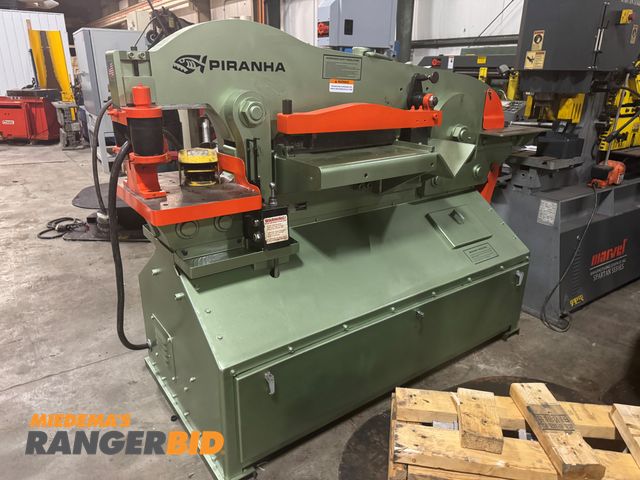 Lot 30-802778 - Piranha P-90 Hydraulic Iron Worker 10 hp power, 10" throat, 4.875" stroke, and 90-ton rated capacity...