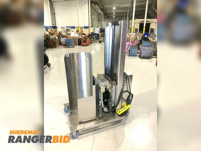 Lot 30-58 - Premier SL SS P ELD Stainless Steel Portable Mobile Battery Powered Electric Lift and Dump Barrel Dr...