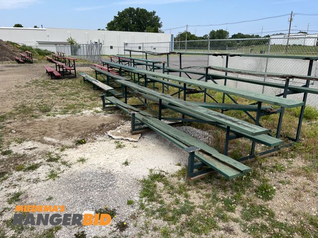 Lot 30-983 - (6) Set of bleachers Metal frames. Wood is in various condition