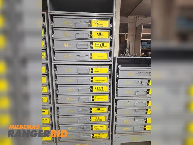 Lot 30-4824 - 79 Kimbal sliding drawers - 7 total stacks ALL are 3/4 to fully stocked