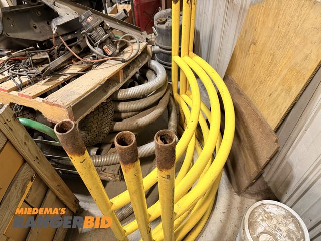 Lot 30-3151 - Lot includes everthingy on the cart: Winches and rack, small tires, cart, and more.