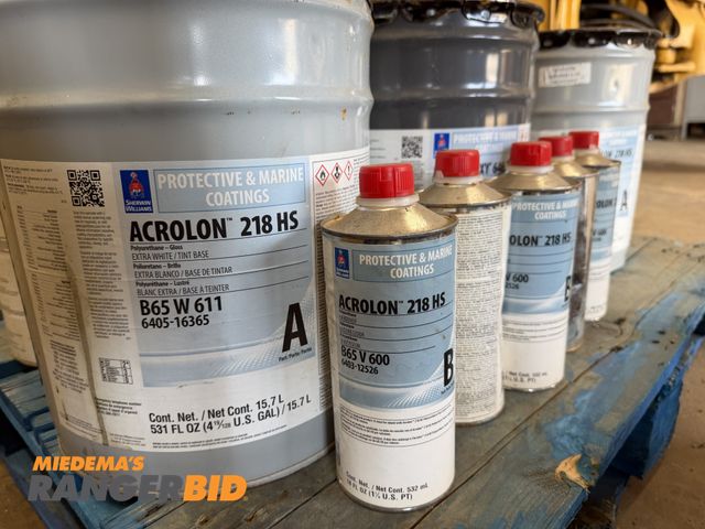 Lot 30-11127 - Sherman Williams Paint. White paint (used on Municipal water tower) stored in heated shop.
Auction i...