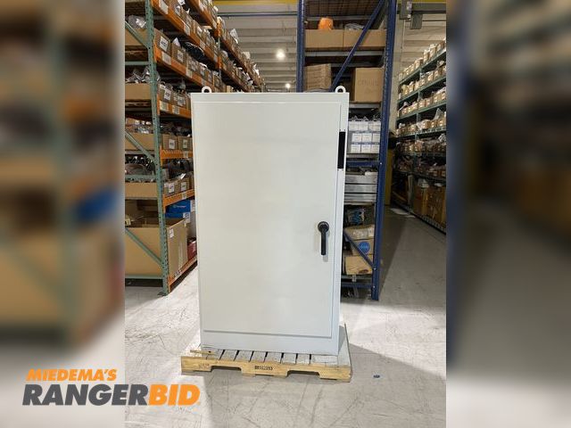 Lot 30-222MV - Hoffmann A72XM4018FTCLPG ELECTRICAL PANEL ENCLOSURE, HOLES CUT IN SIDE AS PICTURED, PAINTED WHITE Th...