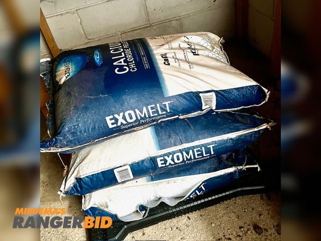 Lot 30-3 - Exomelt Calcium Chloride Snow Melt Salt pellets.  Three (3) fifty-pound waterproof bags, pellets flow freely.