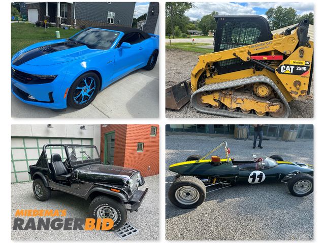 Court Seizure Auction – OPEN TO THE PUBLIC- (1) 2023 Chevrolet Camaro, (1) 2020 GMC Terrain, (1) CAT 2590 Loader, (1) 1986 Jeep, (1) 2013 Mobius LSV Boat, (1) Ford Lotus Race Car, and (1) Sculpture