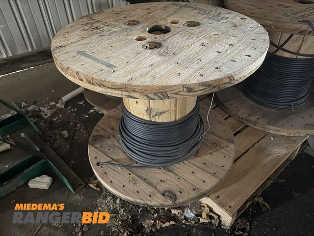 Lot 30-5720 - (1) partial spool of 7 strand black rubber coated copper cable.
