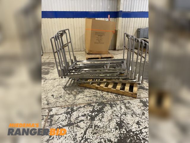 Lot 30-223MV - Lot of 9 Aluminum Push Cart Frames. 62x26x42. See images. Locking casters.