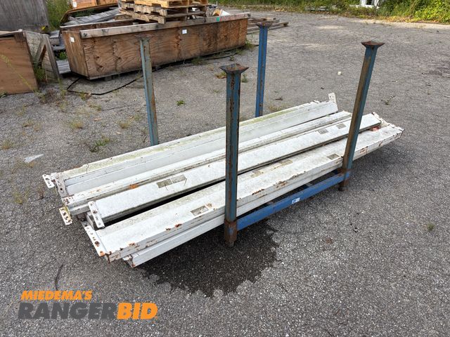 Lot 30-21 - LOT OF (10) Teardrop Style Pallet Racking Crossbeams and Rack Carrier / Holder 9-foot