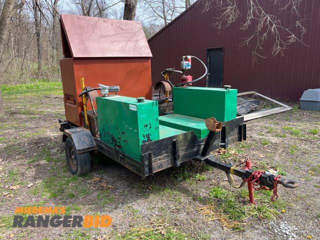 Lot 30-137 - 1980 1 Axle TR with 2 diesel tanks powered pumps, and toolbox bolted on. Equipment Trailer