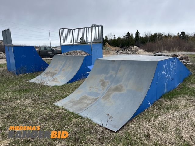 Lot 30-4791 - Skate park / bike Ramps Metal frames, Riding surface is good. (3) total pieces