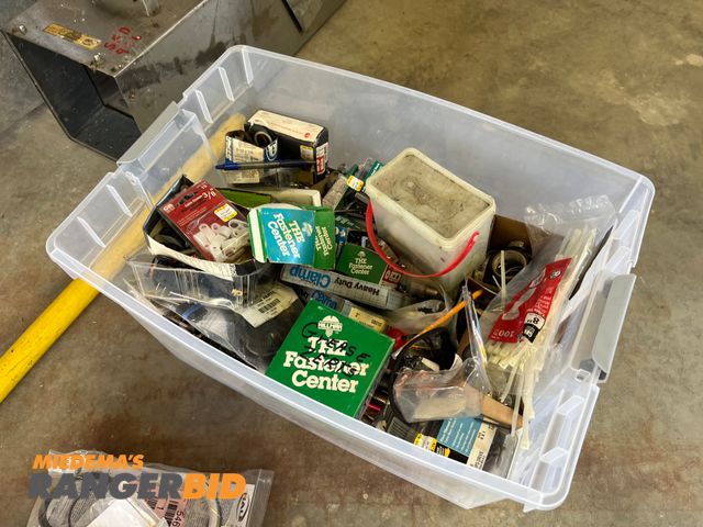 Lot 30-3541 - Bin of Miscellaneous wood screws, nuts, bolts, zip ties, and much more. Bin is included