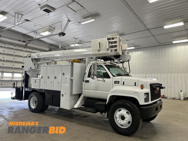 Lot 30-11305 - 2000 GMC C7500 CRANE DIGGER DERICK BOOM UTILITY TRUCK The Altec D845A-B boom has a sheave height of ...