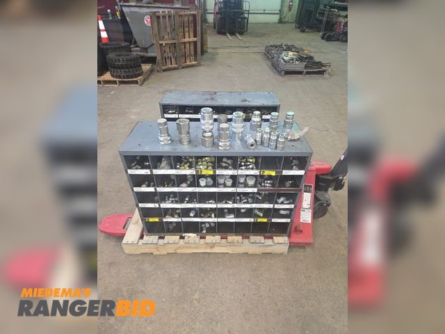 Lot 30-4823 - Storage bins full of Hydraulic adapters/quick disconnect fittings