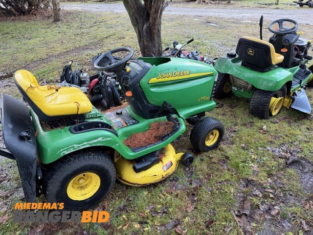 Lot 30-10895 - Lot of (2) John Deere riding mowers &amp; various backpack blowers, string trimmers, chainsaws etc. ...