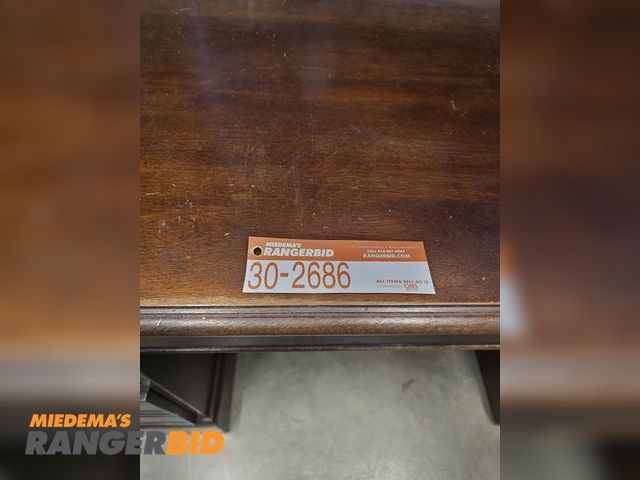 Lot 30-2686 - Office:  1 beautiful wooden desk with (2) credenzas, 3 file drawers, 15 partition panels with hardwa...