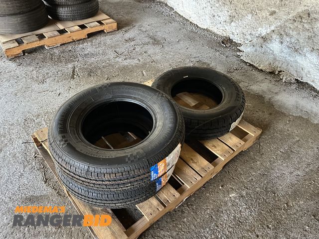 Lot 30-2343 - (3) Trailer tires (New)  see pics for sizes