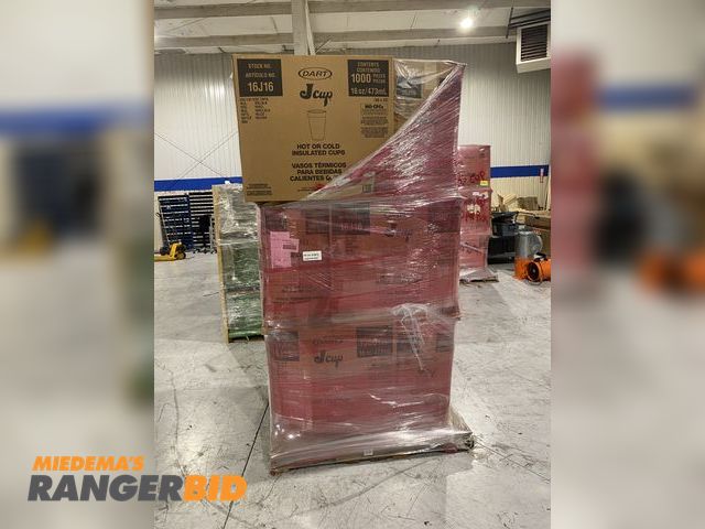 Lot 30-259MV - 9000 New Dart J Cup Insulated Hot or Cold 16oz Styrofoam Cups 16J16 16OZ Pallet of Dart 16J16 J Cup ...