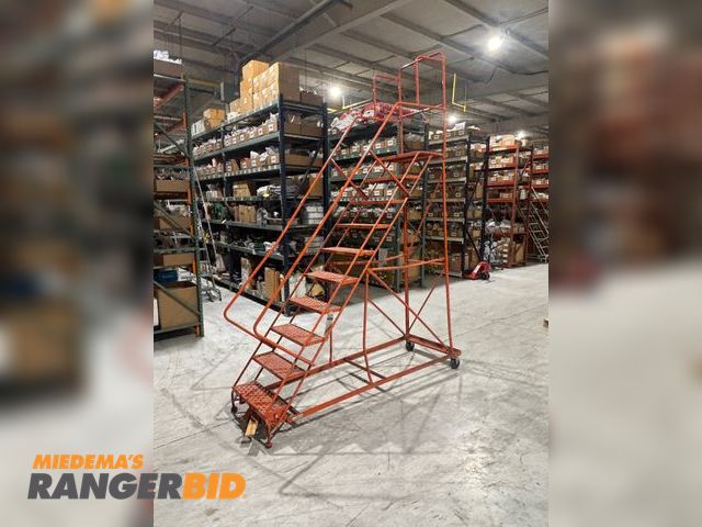Lot 30-27 - Louisville Ladder Corp Steel Warehouse Rolling 10-Step Ladder.  Ladders top platform measures 97" of...