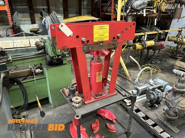 Lot 30-1012 - Northern 16 ton Pipe Bender Comes with dies shown and stand.