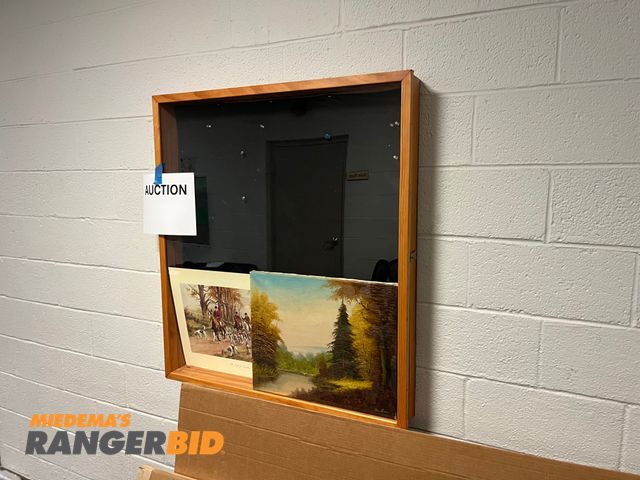 Lot 30-4095 - Lot of (6) Display racks, also comes with paintings. Buyer is responsible for removal.