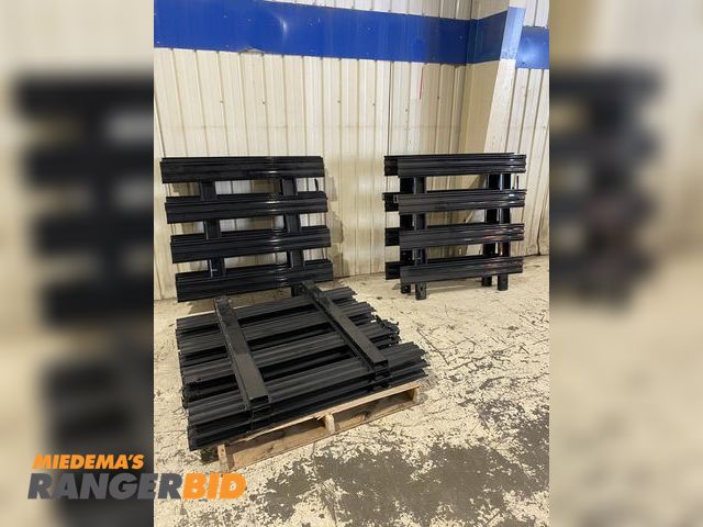 Lot 30-276MV - Lot of 8 Steel Stake Rack Side Panels, Qty 6 (40"H x 47.25"W, 24" C to C posts are 3.25" Wide), Qty ...