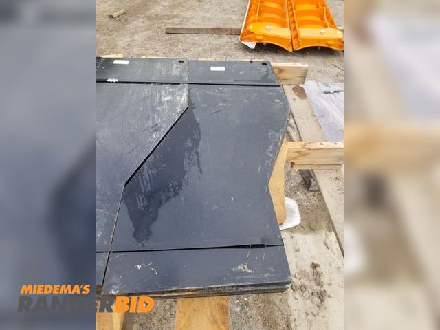 Lot 30-10502 - 9 pieces of 1/2" Thick Steel Plate cut at an offset - 12" wide, overall length 31", powder coated bl...