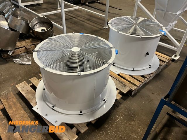 Lot 30-2439 - (2) New 32" Fans a one mounting base Seller will load. See pics for dimensions.