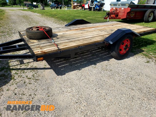 Lot 30-11393 - 2025 Assembled Flat Bed Trailer 7' x 14'  homemade, new white oak floor boards, new led lights, side...