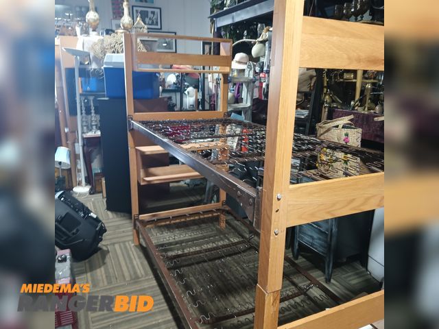 Lot 30-30-2365 - 1 Bed Twin size Two tier solid wood bunk beds. Comes with frames and bed frames