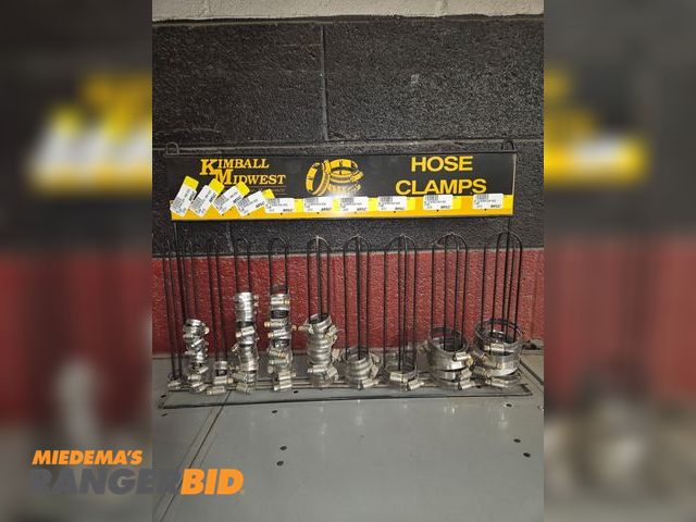 Lot 30-4856 - Hose clam rack, peg board with approximately 25 pegs, wire rack, rod rack with misc threaded rod.