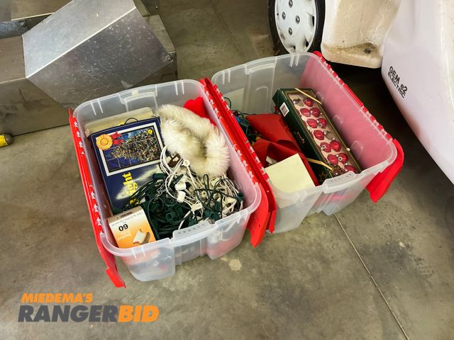 Lot 30-3540 - 2 bins of Christmas decorations, bins are included working condition unknown