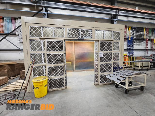 Lot 30-10170 - Paint Booth with Large Ventilation Fan Includes: 2 sliding doors, LED lighting, adjustable ceiling b...